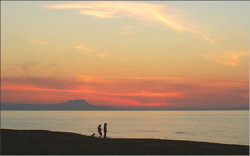 Sonnenuntergang: Blick von Rethymnon - Sfakaki zum Kap Drapanon